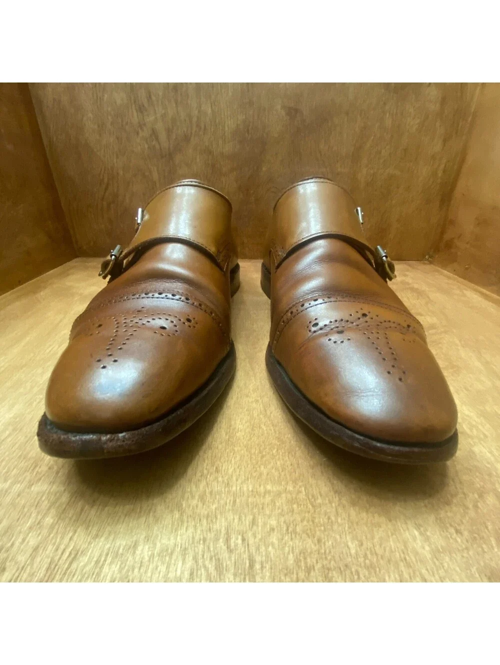 Allen Edmonds St. John's Double Monk Strap Brown Leather Shoes Mens Size 10.5 3E